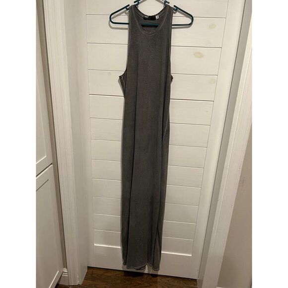 WOMENS FOX RACING MOTOCROSS LONG RACERBACK WASHED GRAY HIGH SIDE SLIT DRESS MED - Picture 1 of 7